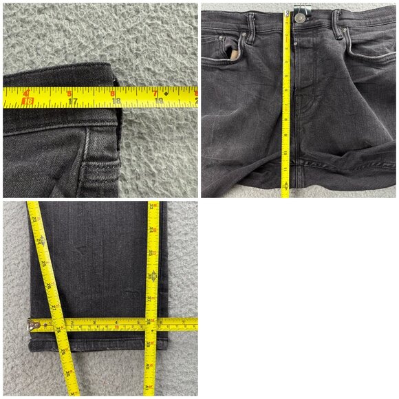 All Saints Jeans Mens 32 Pants Black Cigarette Skinny Fit Faded Dark Wash Denim - Picture 11 of 11